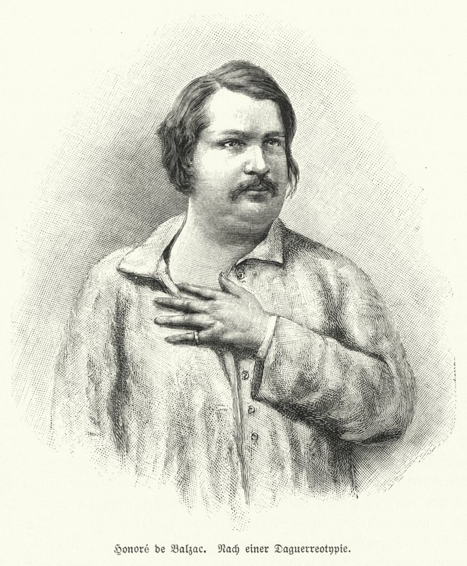 Honore de Balzac, ranskalainen kirjailija ja näytelmäkirjailija (litho) tekijältä German School