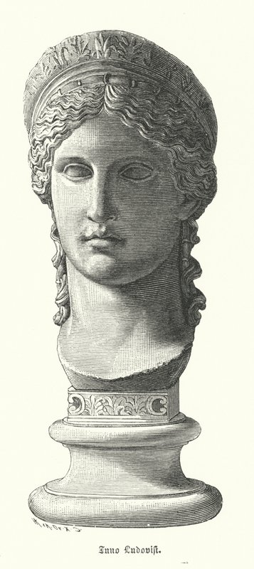 Juno Ludovisi, antiikin roomalainen kolossaalinen marmoripää, joka kuvaa Antonina Minorin, Mark Antonyn ja Octavia Minorin tytärtä, jumalatar Junona (kaiverrus) tekijältä German School