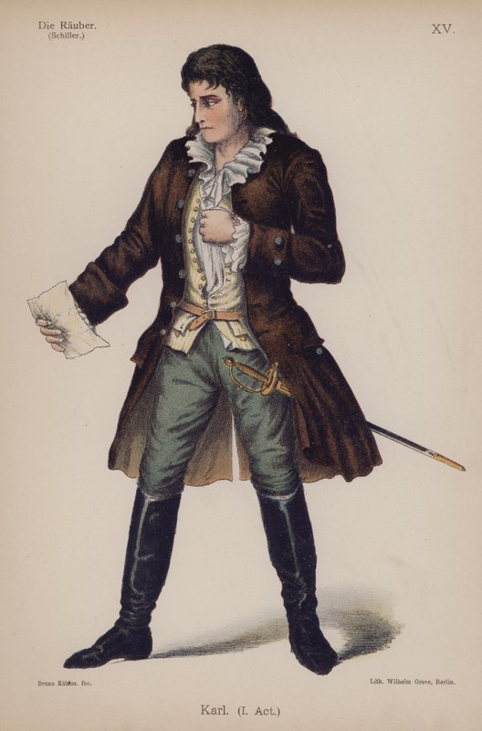 Karl, Friedrich Schillerin teoksesta Die Rauber (The Robbers) (värilitho) tekijältä German School