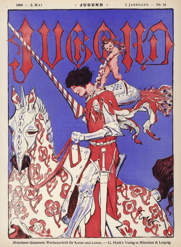 Ritari hevosen selässä (väri litho) tekijältä German School