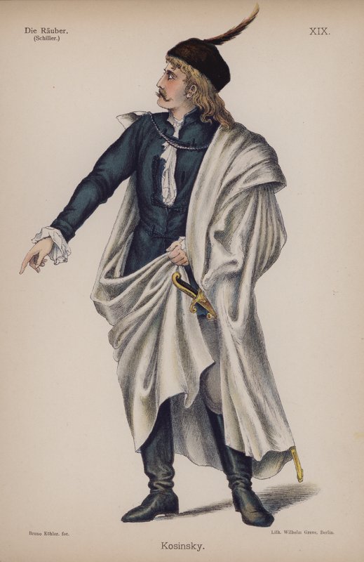 Kosinsky, Friedrich Schillerin teoksesta Die Rauber (The Robbers) (värilitho) tekijältä German School