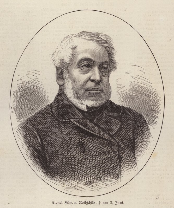 Lionel de Rothschild, brittiläinen pankkiiri, poliitikko ja hyväntekijä (kaiverrus) tekijältä German School