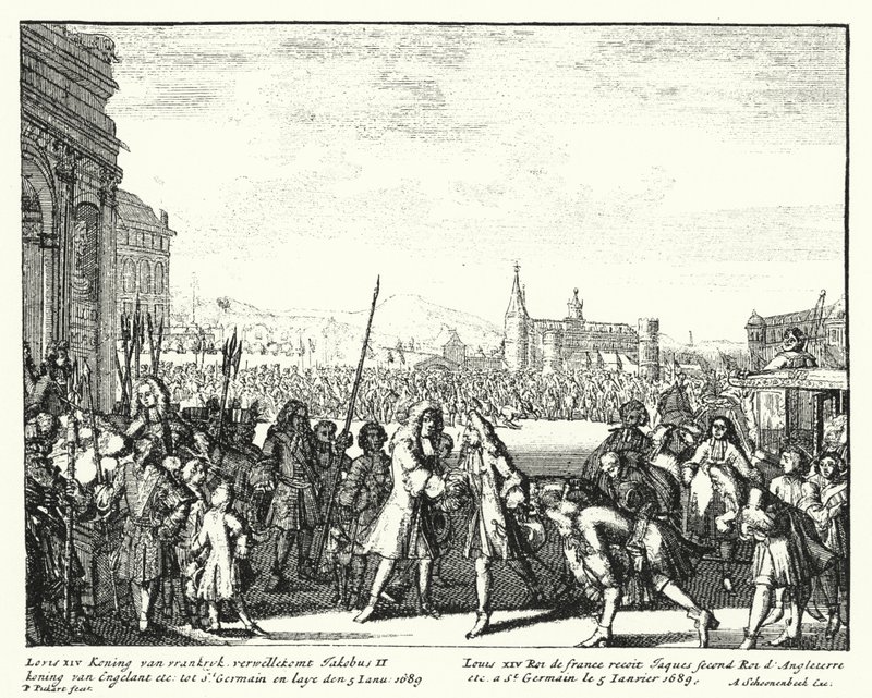 Ranskalainen Louis XIV toivotti Englannin James II:n tervetulleeksi maanpakoon tekijältä German School