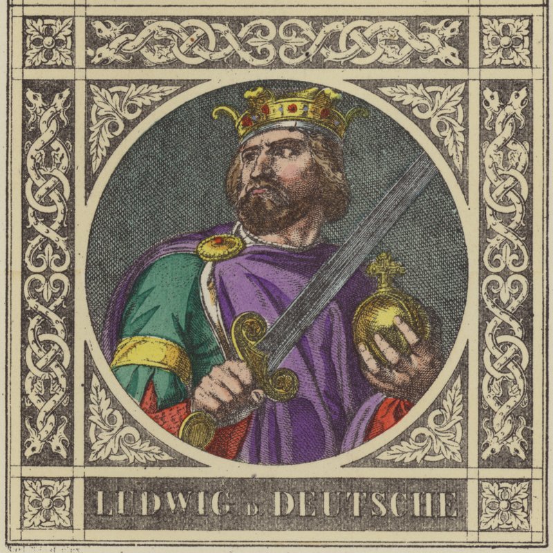 Ludwig D Deutsche, 840-876 (värillinen kaiverrus) tekijältä German School