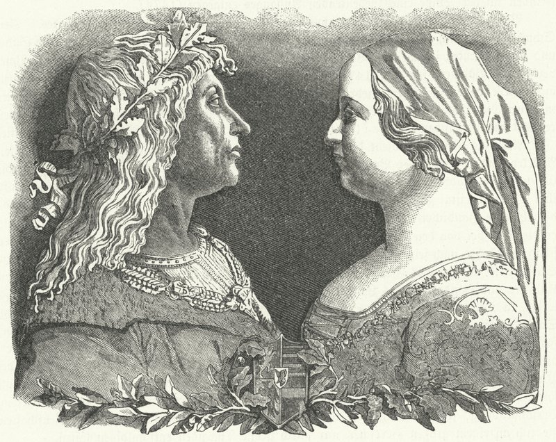 Matthias Corvinus, Unkarin kuningas ja hänen kuningattarensa Beatrice Napoli (kaiverrus) tekijältä German School