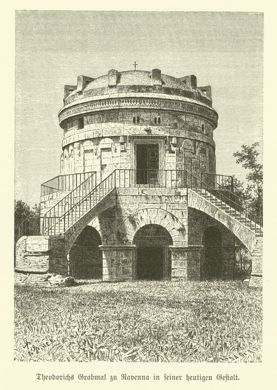 Theoderic Suuren, ostrogoottien kuninkaan mausoleumi, Ravenna, Italia (kaiverrus) tekijältä German School
