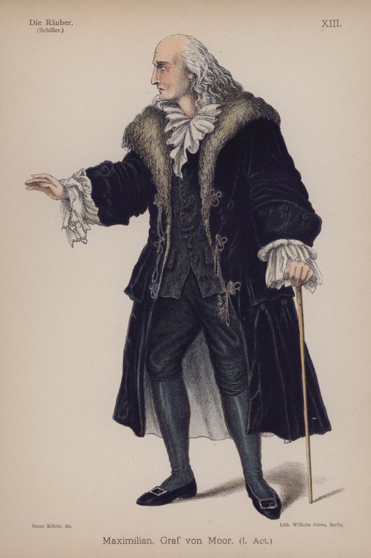 Maximilian, kreivi von Moor, Friedrich Schillerin teoksesta Die Rauber (The Robbers) (värilitho) tekijältä German School