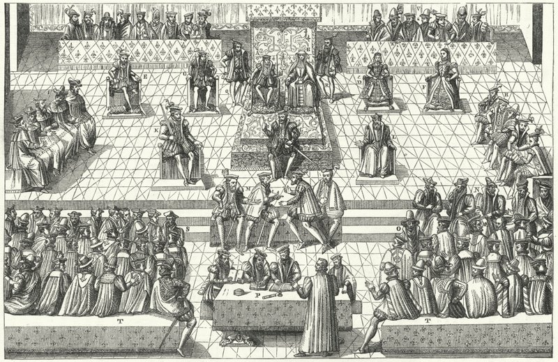Ranskan kartanon kenraalin kokous Orleansissa tammikuussa 1561 (kaiverrus) tekijältä German School