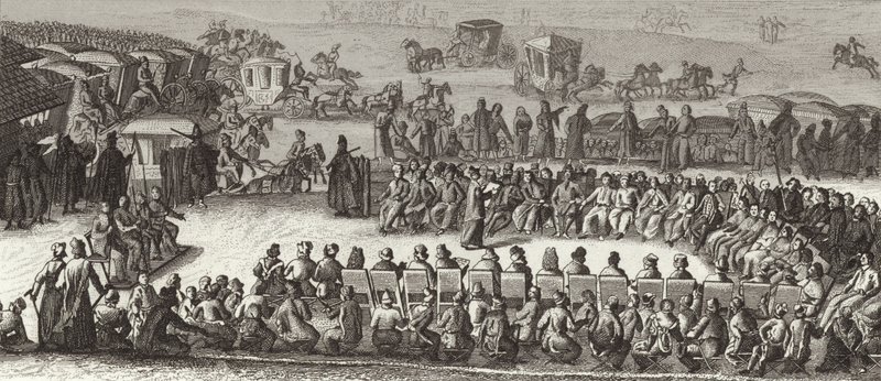 Puolan kansalliskokouksen kokous. Kuva Bilder-Atlasista (kaiverrus) tekijältä German School
