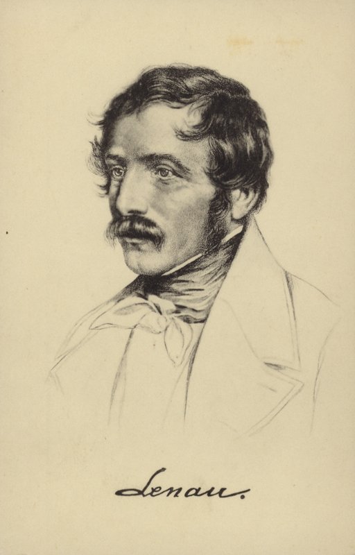 Nikolaus Lenau (1802-1850), itävaltalainen runoilija (litografia). tekijältä German School