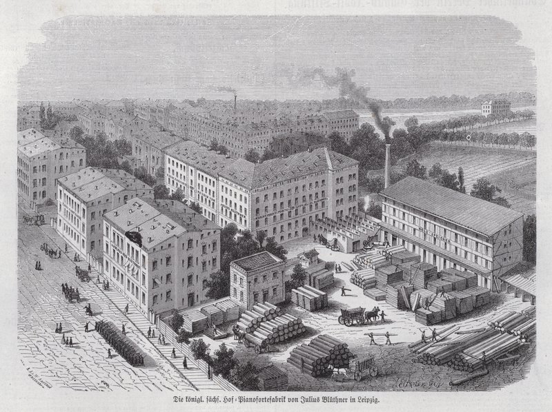 Julius Bluethnerin pianotehdas, Leipzig, Saksa (kaiverrus) tekijältä German School