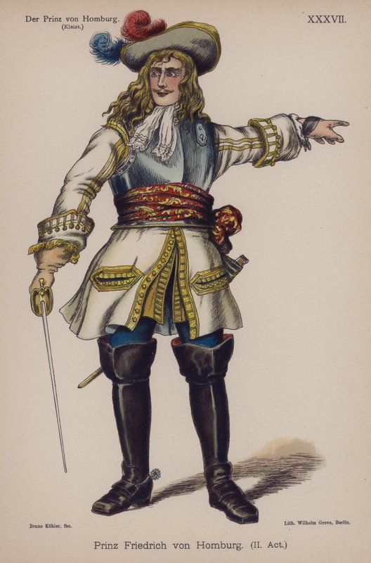 Homburgin prinssi Friedrich, Heinrich von Kleistin kirjasta Der Prinz von Homburg (Homburgin ruhtinas) (värilitho) tekijältä German School