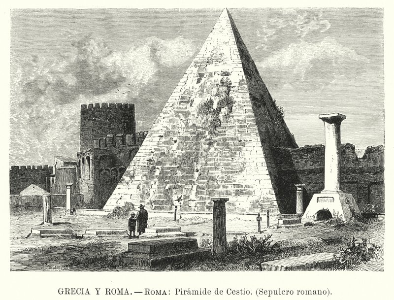 Cestiuksen pyramidi, Gaius Cestiuksen hauta, Rooma (litho) tekijältä German School