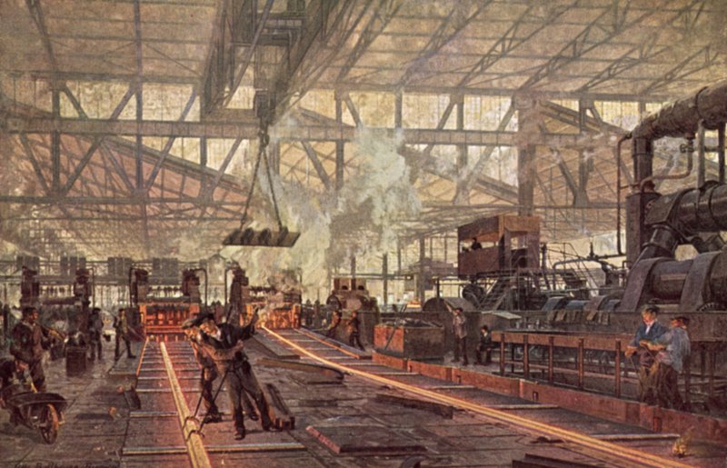 Rautateiden tehdas, Krupp Steelworks, Essen, Saksa tekijältä German School