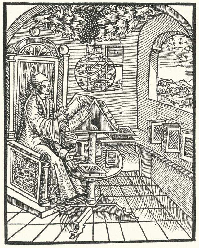 Huoneen sisustus tutkijan kanssa töissä, c1500 tekijältä German School