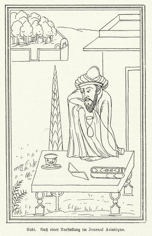 Saadi Shirazi, persialainen runoilija (litho) tekijältä German School
