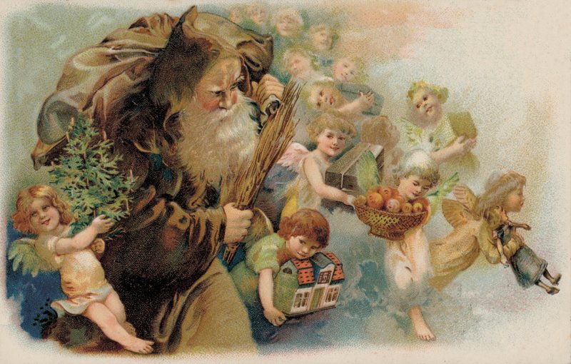Joulupukki, joulupukki (värilitografia) tekijältä German School