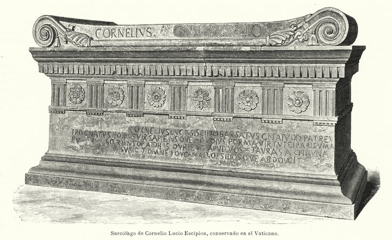 Roomalaisen sotilaan ja konsulin Lucius Cornelius Scipio Barbatuksen sarkofagi Vatikaanissa, Roomassa tekijältä German School