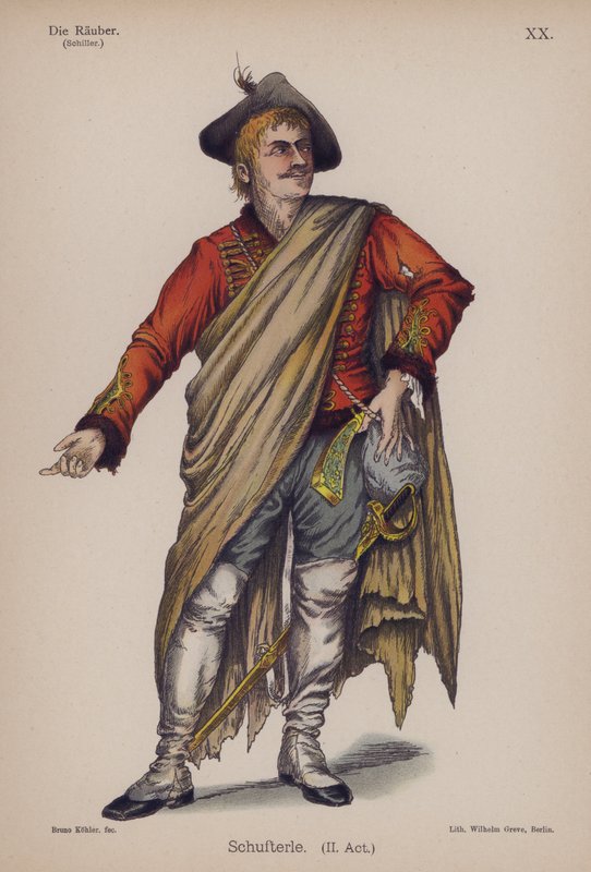 Schufterle, Friedrich Schillerin teoksesta Die Rauber (The Robbers) (värilitho) tekijältä German School
