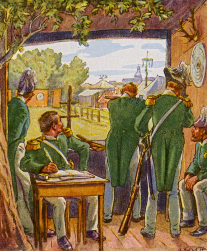 Schutzenfest / Ampujien juhla (värilitografia) tekijältä German School