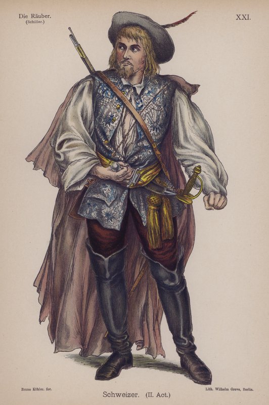 Schweizer, Friedrich Schillerin teoksesta Die Rauber (The Robbers) (värilitho) tekijältä German School