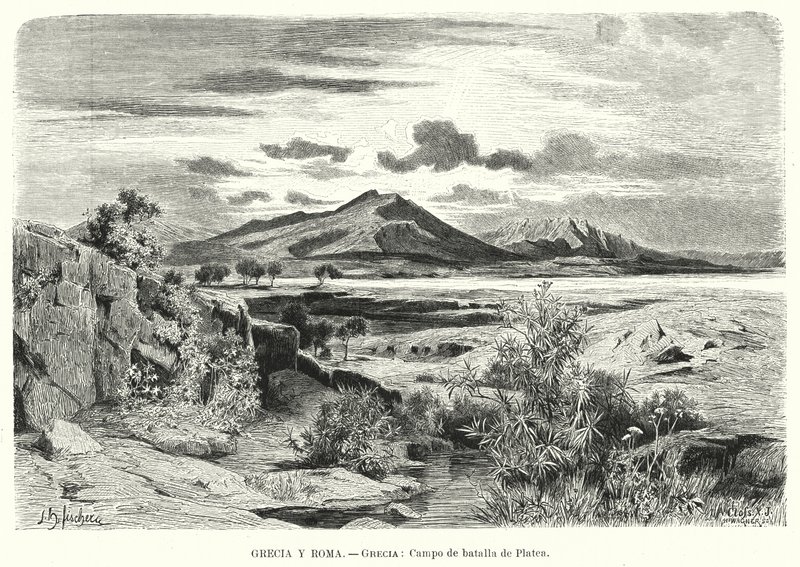 Plataian taistelun paikka, Kreikka (litho) tekijältä German School