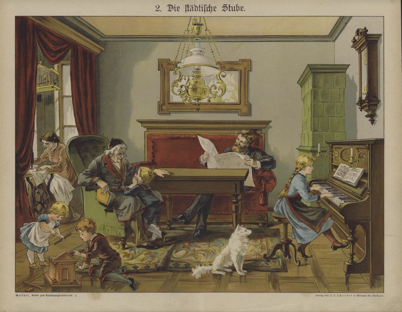 Olohuone kaupungissa (väri litho) tekijältä German School