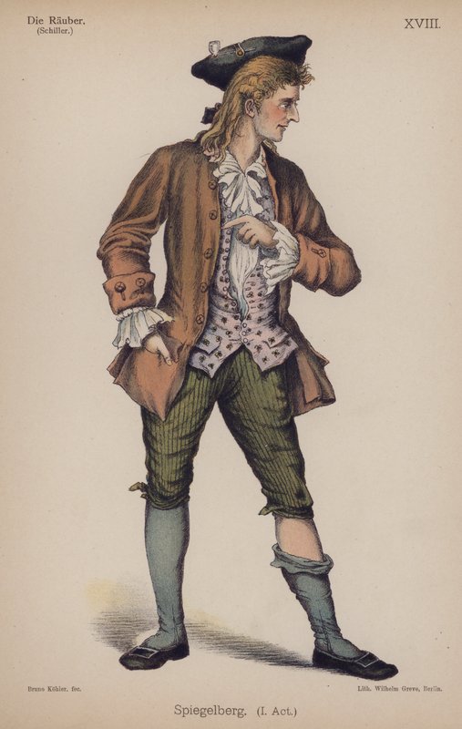 Spiegelberg, Friedrich Schillerin teoksesta Die Rauber (The Robbers) (värilitho) tekijältä German School