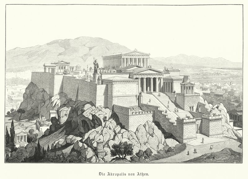 Ateenan akropolis, antiikin Kreikka (kaiverrus) tekijältä German School