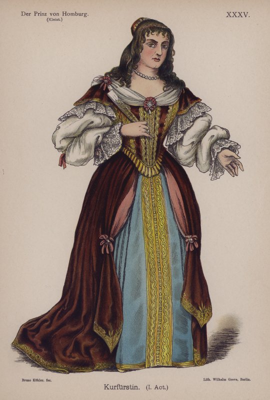 Brandenburgin herttuatar, Heinrich von Kleistin kirjasta Der Prinz von Homburg (Homburgin ruhtinas) (väri litho) tekijältä German School