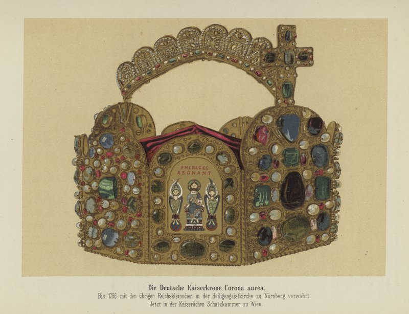 Pyhän Rooman keisarin keisarillinen kruunu (väri litho) tekijältä German School