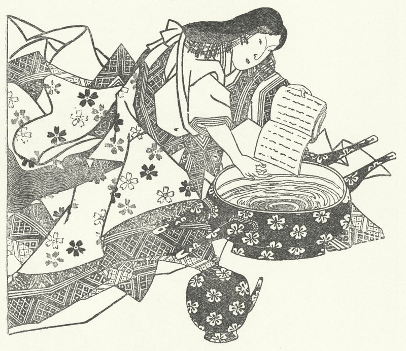 Japanilainen waka-runoilija Ono no Komachi (kaiverrus) tekijältä German School