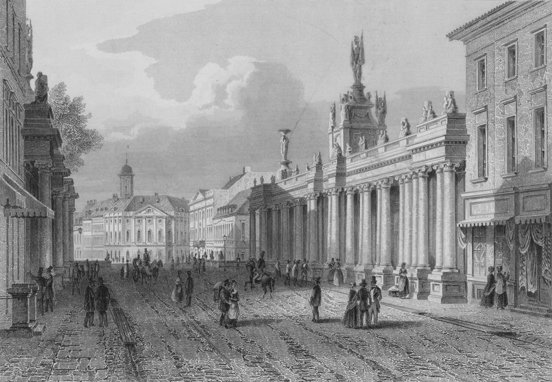 Koenigsbruecke ja osa Alexanderplatzia, Berliini (teräskaiverrus) tekijältä German School