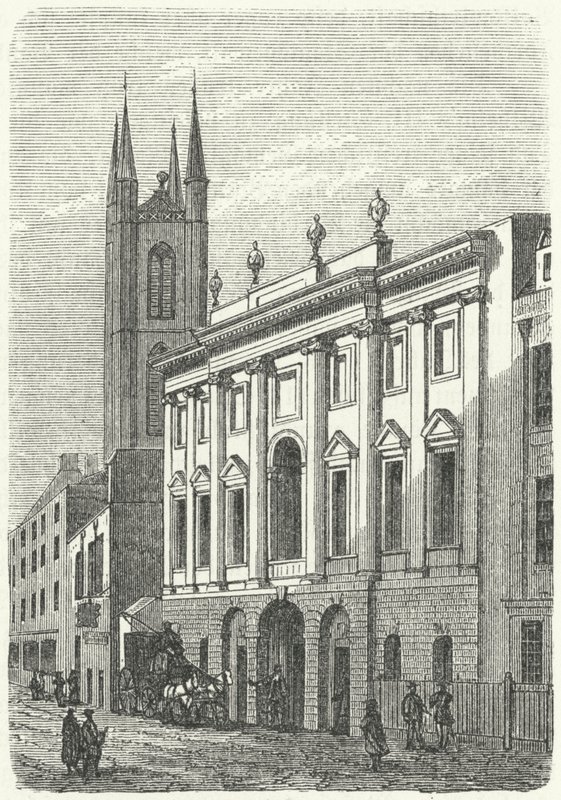 Bank of Englandin alkuperäinen koti, Walbrook, Lontoo (kaiverrus) tekijältä German School