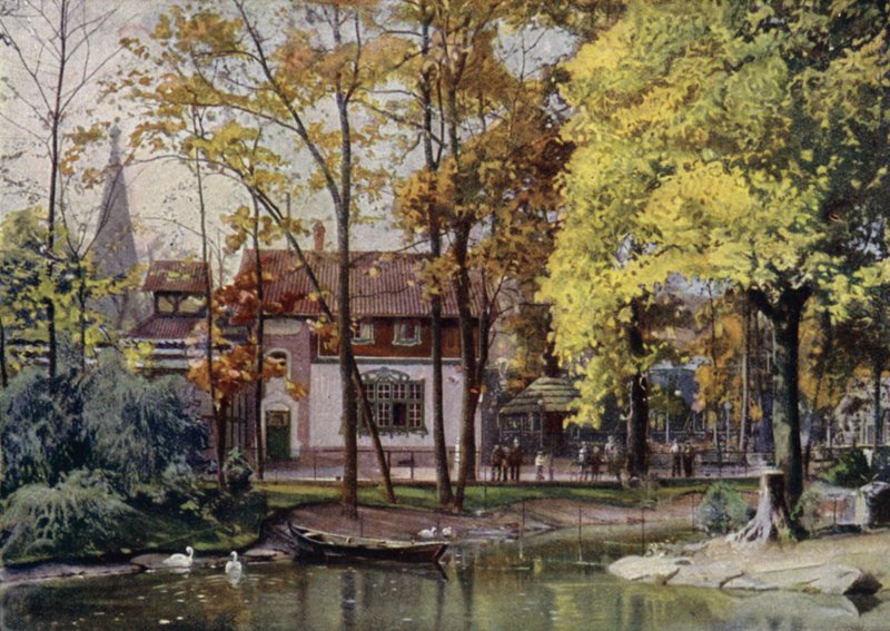 Waldschanke-ravintola, Berliinin eläintieteellinen puutarha, Saksa (värilitho) tekijältä German School