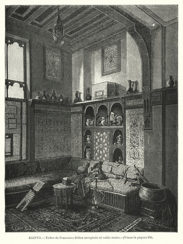 Francis Dillonin työpaja, sisustettu arabialaiseen tyyliin (litho) tekijältä German School
