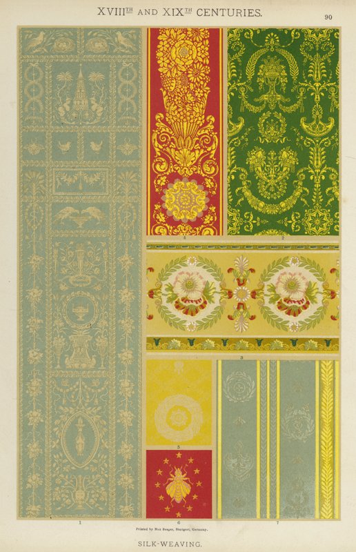 XVIII ja XIX vuosisadat, silkkikudonta (väri litho) tekijältä German School