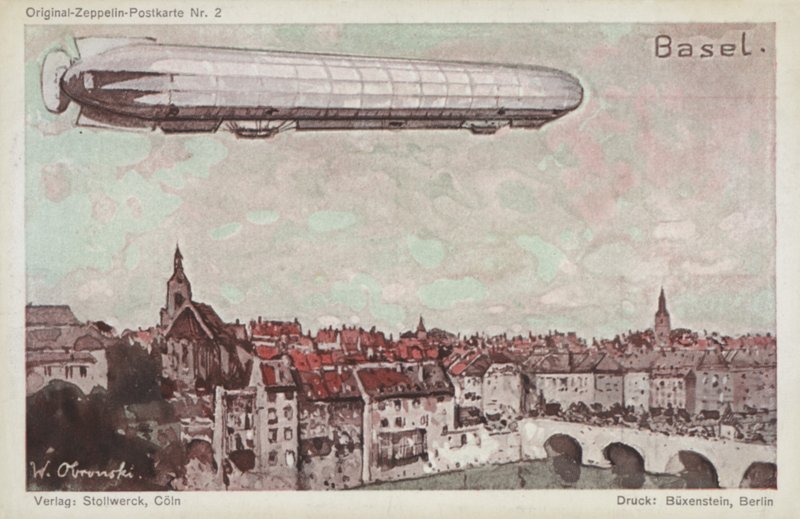Zeppelin lentää Baselin yli tekijältä German School
