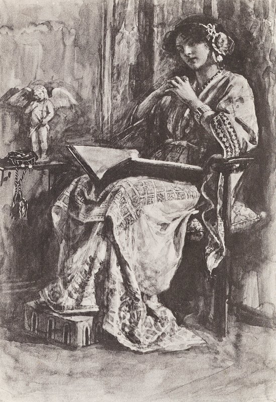 Kuvitus teokseen The Story of Hereward, The Champion of England (litografia). tekijältä Gertrude E. Demain (after) Hammond