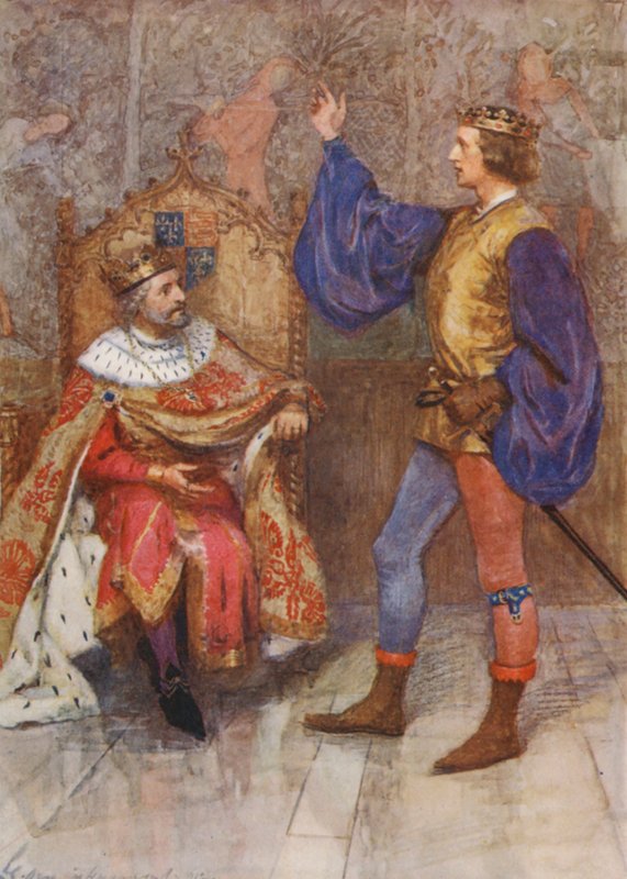 Shakespeare, Kuningas Henrik IV, osa I (värilitografia) tekijältä Gertrude E. Demain (after) Hammond