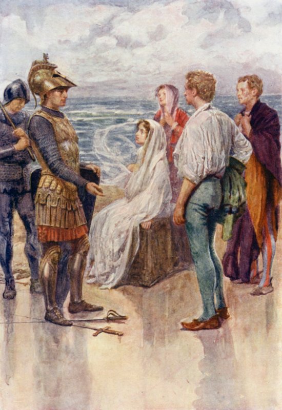 O Julgamento de Artegall (litho colorida)finlandês tekijältä Gertrude E. Demain (after) Hammond