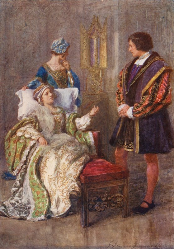 William Shakespearen näytelmä: Henrik VIII (värilitografia) tekijältä Gertrude E. Demain (after) Hammond