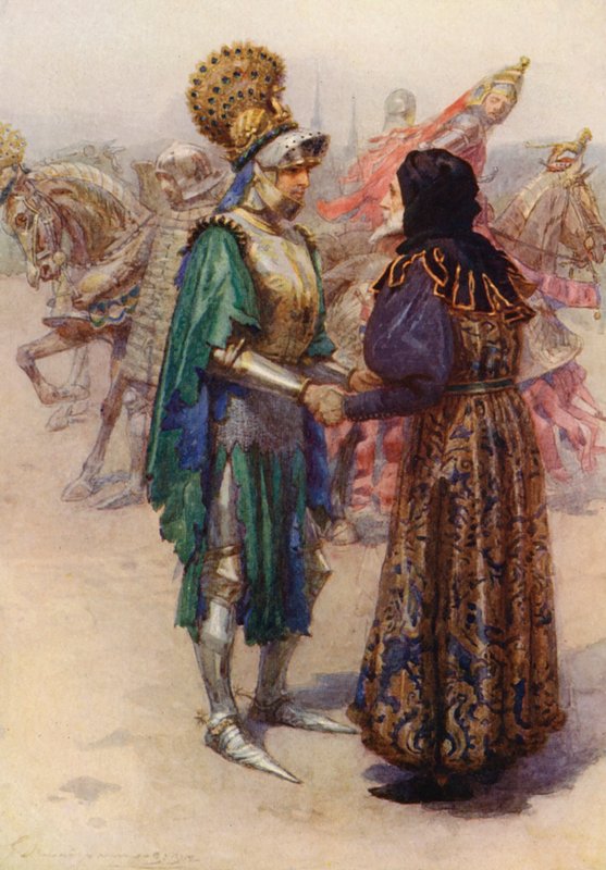 William Shakespearen näytelmä: Rikhard II (värilitografia) tekijältä Gertrude E. Demain (after) Hammond
