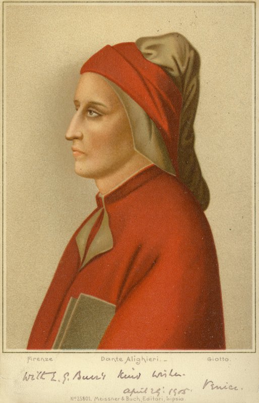 Dante Alighieri (noin 1265-1321), italialainen runoilija (kromoliittinen) tekijältä Giotto di Bondone