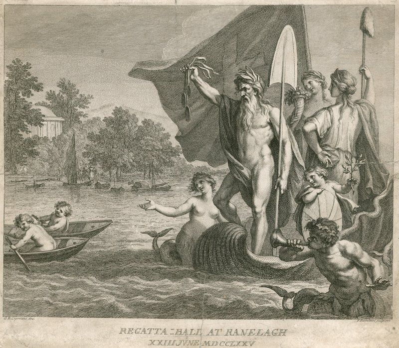 Regatta Ball Ranelagh Gardensissa, Millbankissa, Lontoossa, 23. kesäkuuta 1775 tekijältä Giovanni Battista Cipriani