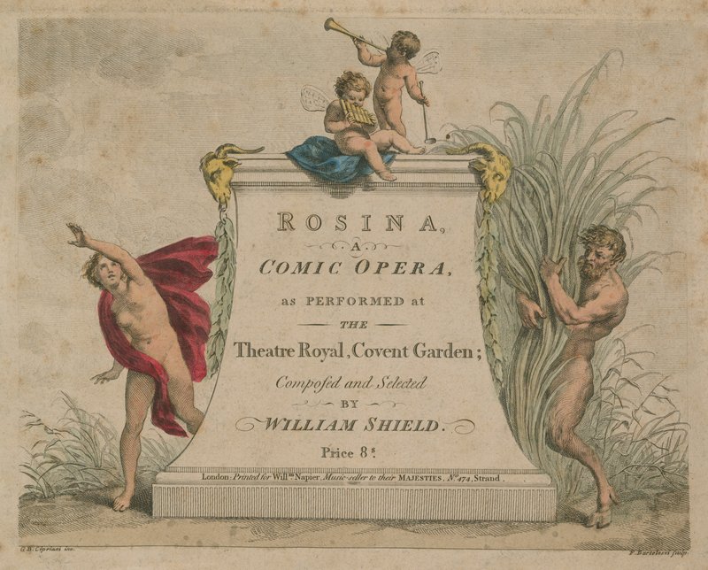 Rosina, koominen ooppera, joka esitetään Theatre Royalissa, Covent Gardenissa tekijältä Giovanni Battista Cipriani