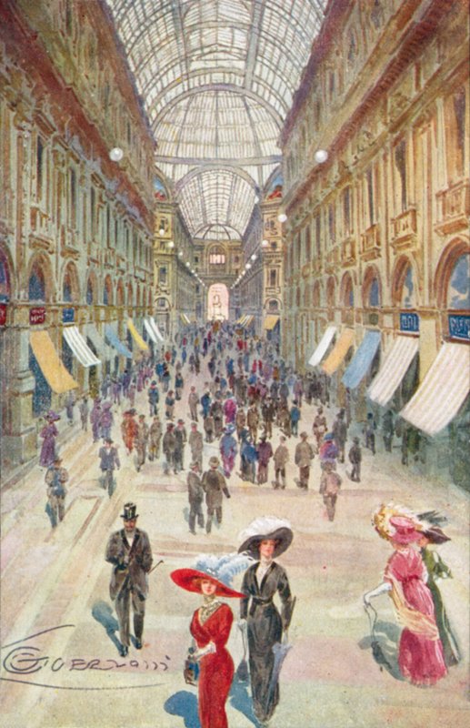 Milano / Milano: Galleria Vittorio Emanuele II (värilitografia). tekijältä Giovanni Guerzoni