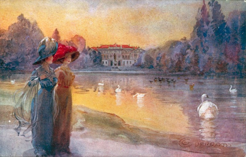 Milano / Milano: julkiset puutarhat ja Villa Reale (värilitro) tekijältä Giovanni Guerzoni