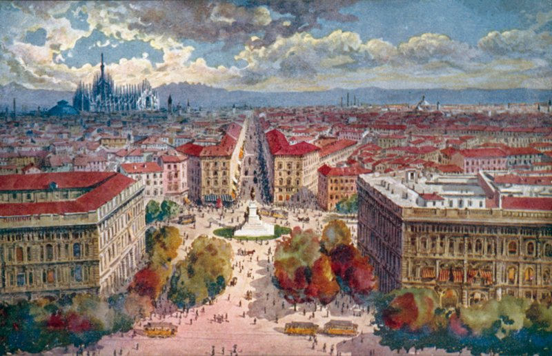 Milano / Milano: panoraama linnasta (värilitro) tekijältä Giovanni Guerzoni