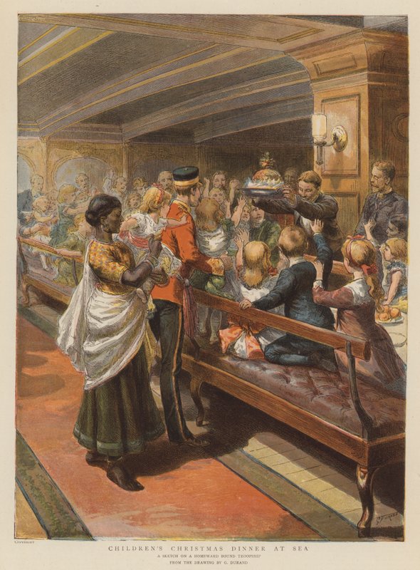 Lasten jouluillallinen merellä (chromolitho) tekijältä Godefroy Durand